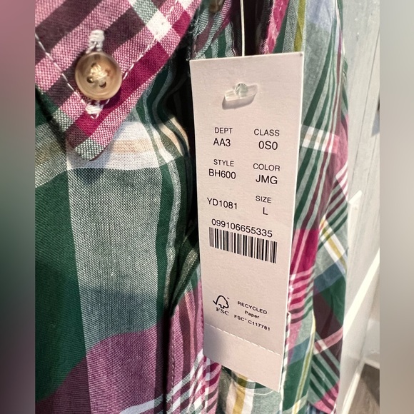 J. Crew Indian Madras shirt. Size L. NWT - Picture 4 of 4